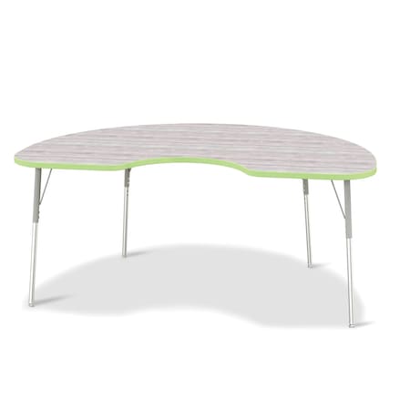 Jonti-Craft Berries Kidney Activity Table, 48 in. x 72 in., A-height, Driftwood Gray/Key Lime/Gray 6423JCA451